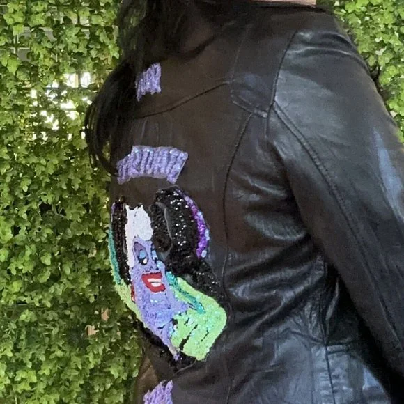 Handmade Upcycled Disney Leather Jacket sz M - Picture 2 of 7